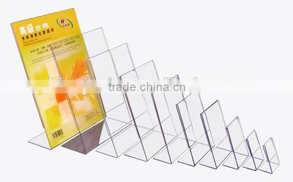 Transparent L Shape Sign Holder For Desktop Showing
