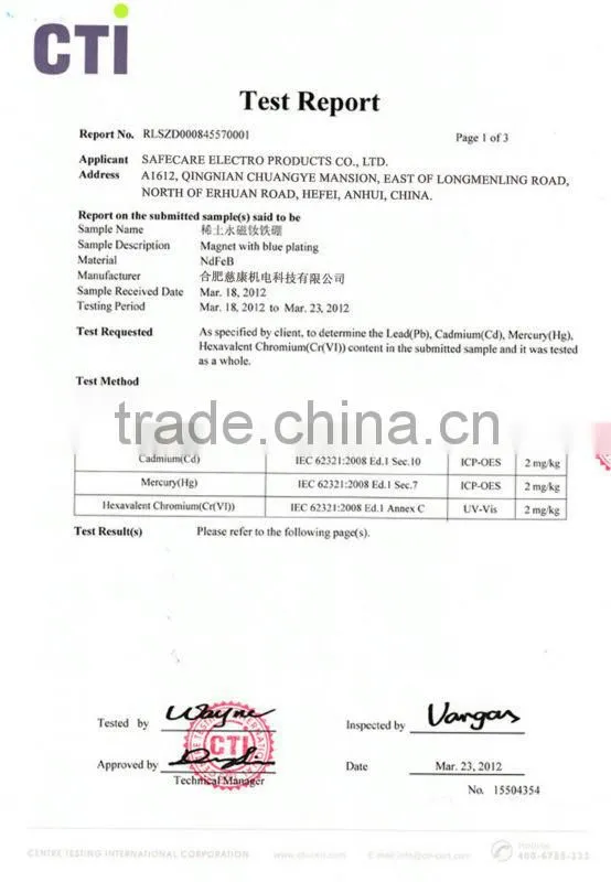 Large Permanent alnico magnet with CE certificates