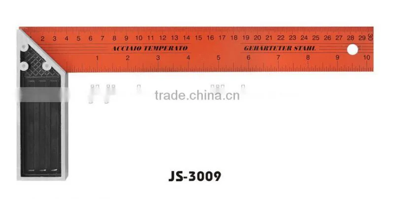 professional manufacture red L-shaped square ruler with aluminium seat