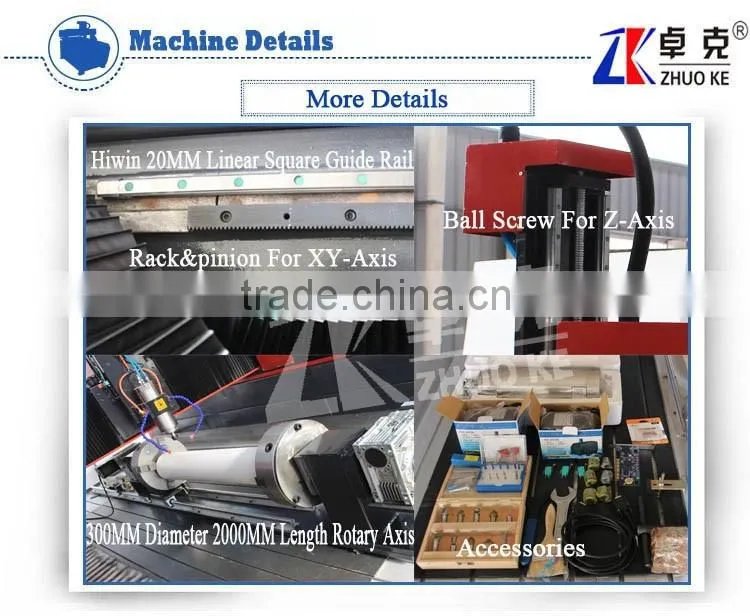 4 Axis 600MM High Z-Axis Stone CNC Carving Machine For Tombstone ZK-1325 With PCI NcStudio Control System