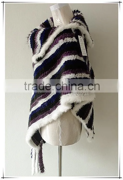 Real Mink Fur Woman Fashion Shawl/Poncho KZ14081