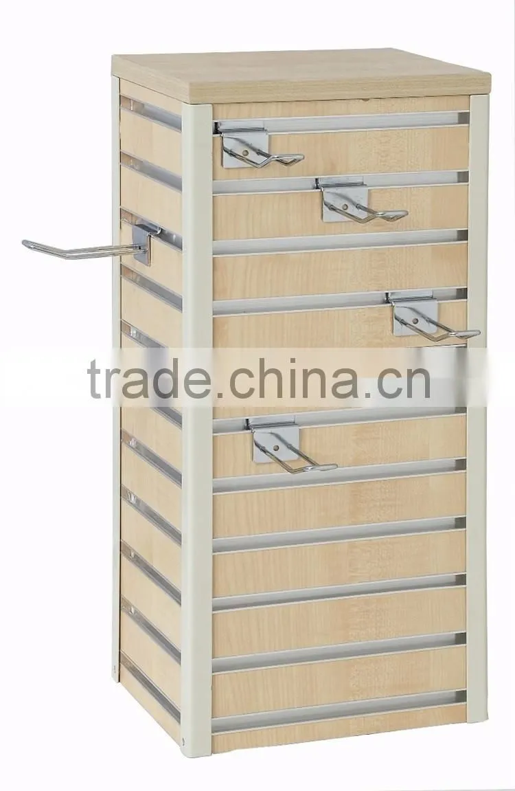 Cream Color MDF Slatwall Rotating Table Top Display Rack