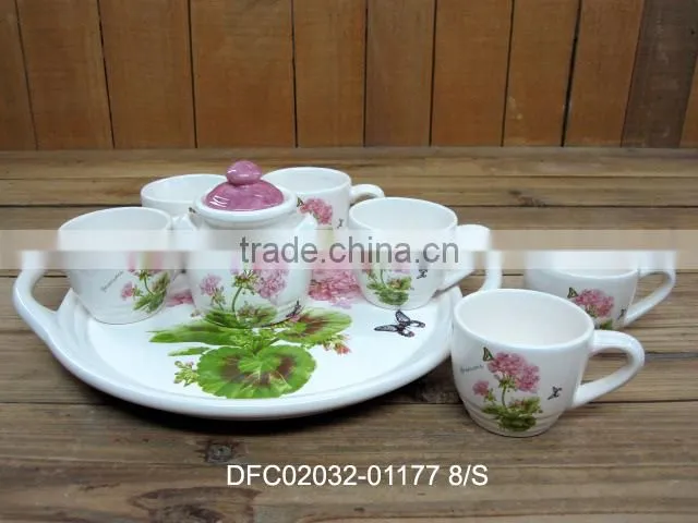 Ceramic porcelain tea cup with sugar pot set coffee set