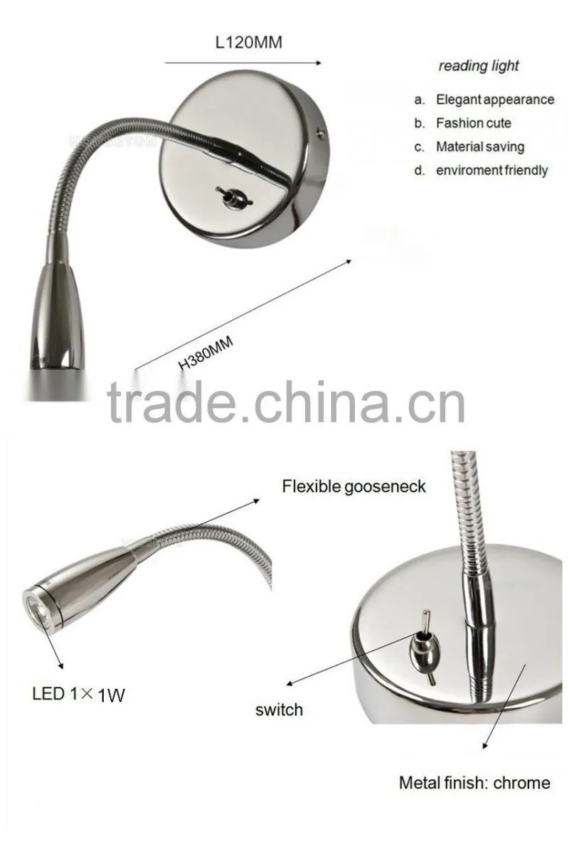 CE gooseneck flexible led reading wall light,Gooseneck flexible led reading wall light,Flexible led reading wall light WL1079