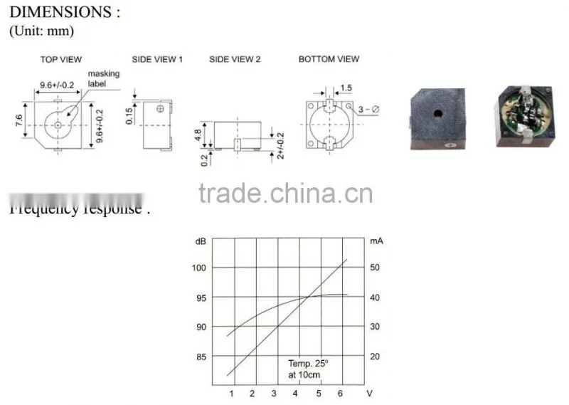 SMT-10D05 small and efficient Buzzer with integrated electronics for SMD processing (FBELE)