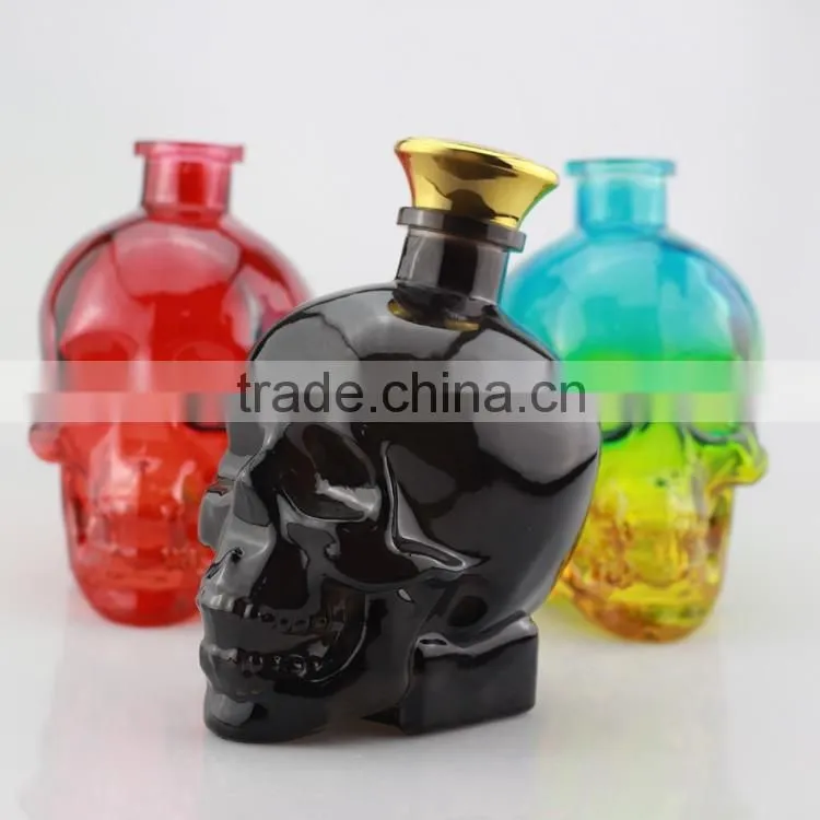 wholesale 750ml wine bottles decal glass spirit bottle hith thin frosted liquor bottles