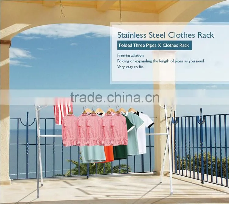 X type stainless steel folding portable garment use cloth hanger stand