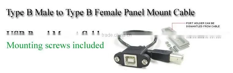 USB 2.0 B Male to USB B Female Socket Printer Panel Mount Cable