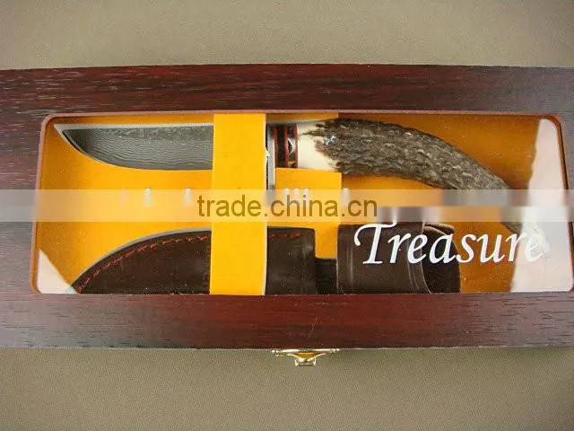 OEM Damascus blade material Antlers handle collection boutique knife