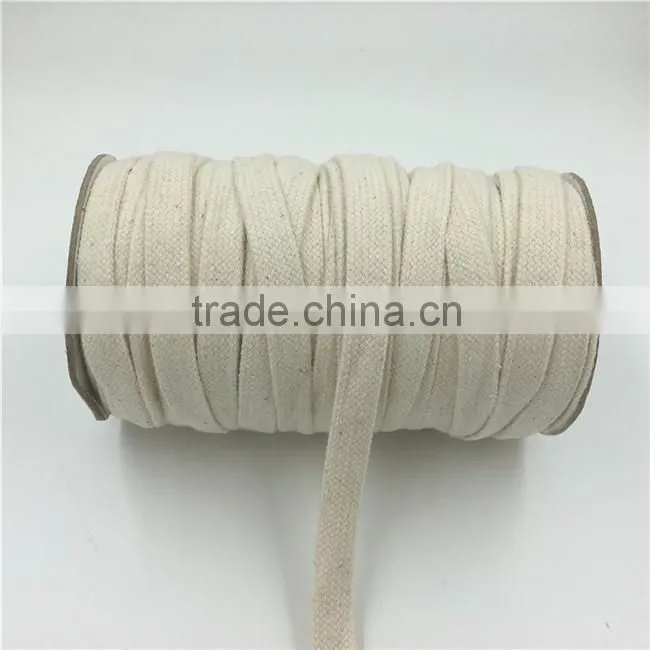 China Supplier 16MM White Flat 100% Braided Cotton Cord