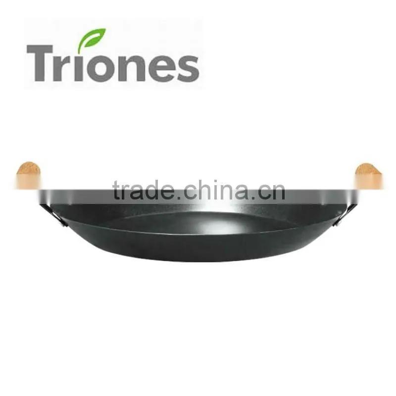 Carbon steel non-stick paella pan with two handle amc cookware price