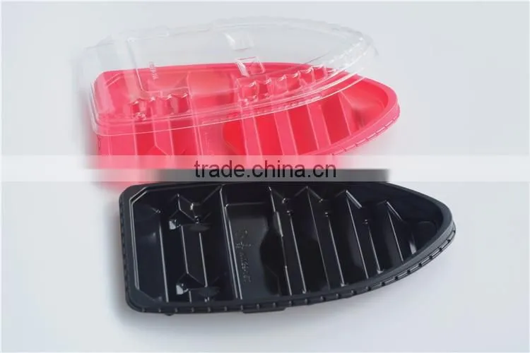 SM1-7101Black PS Boat Model Plastic Disposable Sushi Tray with Lid
