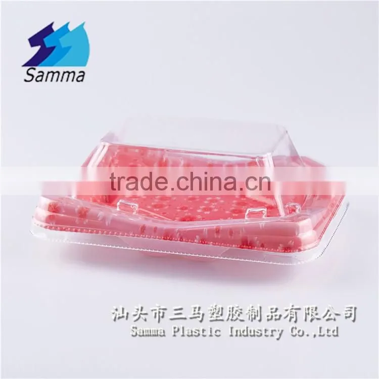 KW-0013HF-R antifog disposable sushi plate with clear lid
