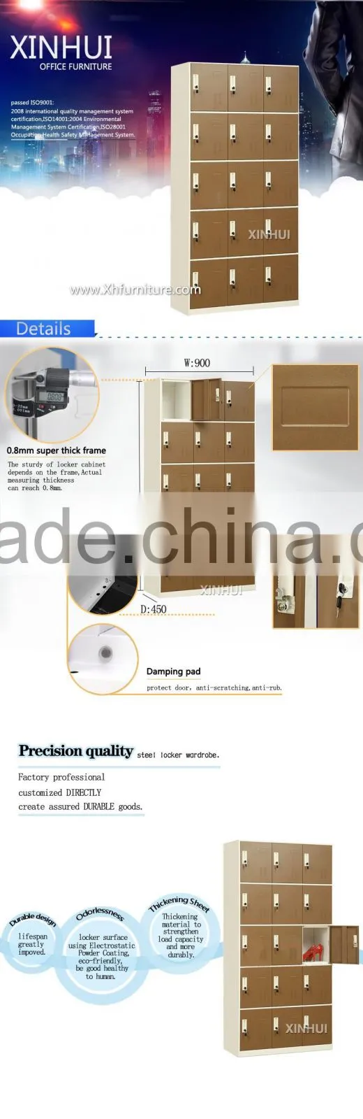 Steel Furniture 15 door Metal Lockers for school use