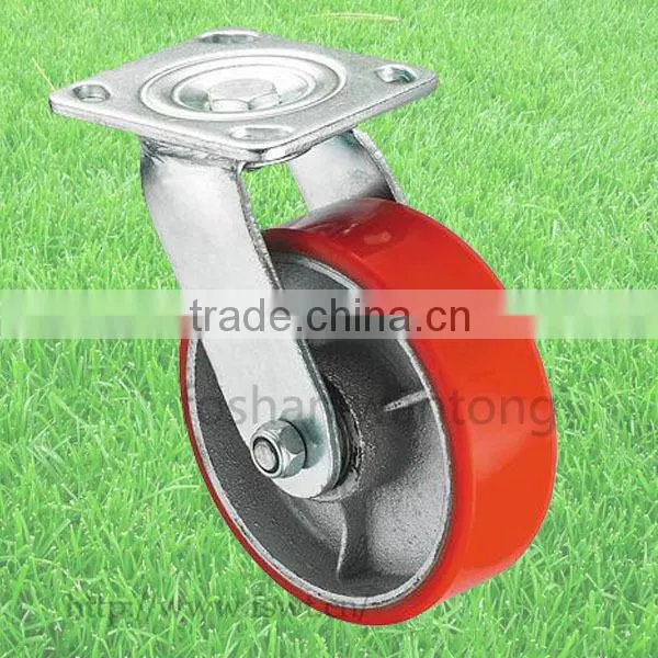 Top Plate Fixed Industrial Casters Heavy Duty Pu Wheel For Trolley