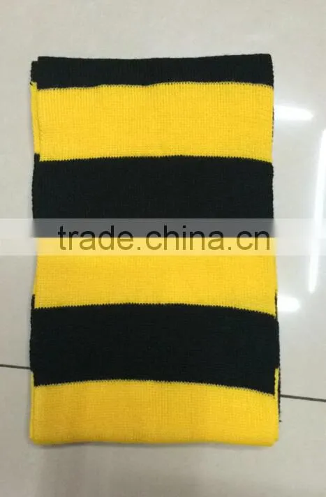 2015 new designed knitted black and yellow scarf