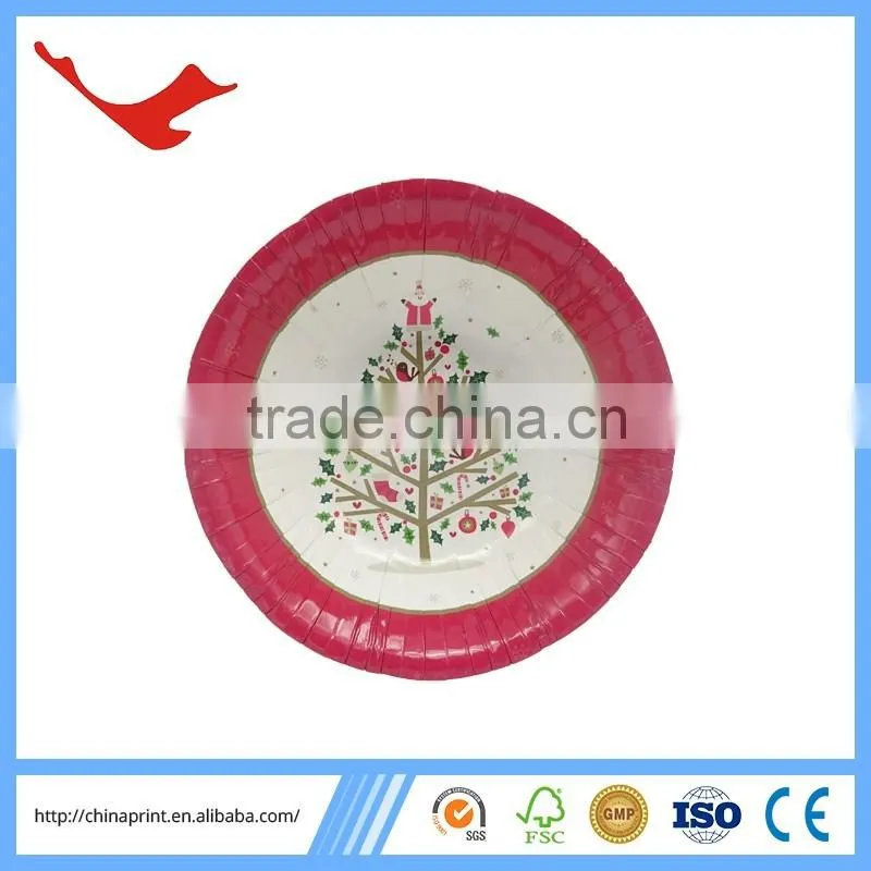 006 FSC material disposable tableware for christmas theme party