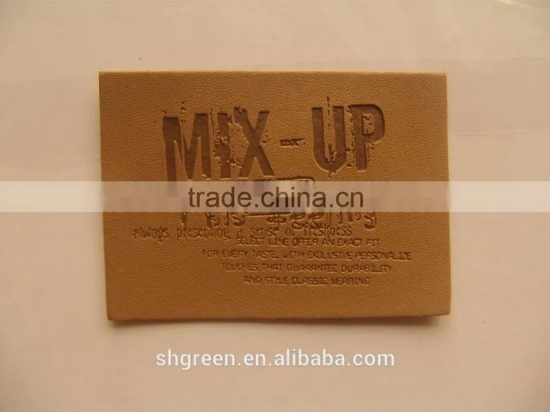 100% true leather label,sewing on leather patch
