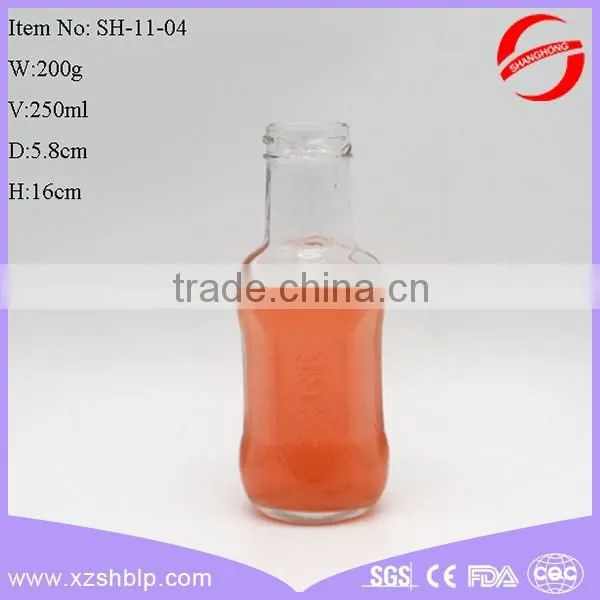 liquid packing 250ml glass beverage bottles with screw metal cap