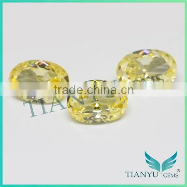 Free Sample Gemstone Wholesale Oval Cut Raw Cubic Zirconia,Synthetic Light Lellow Stone