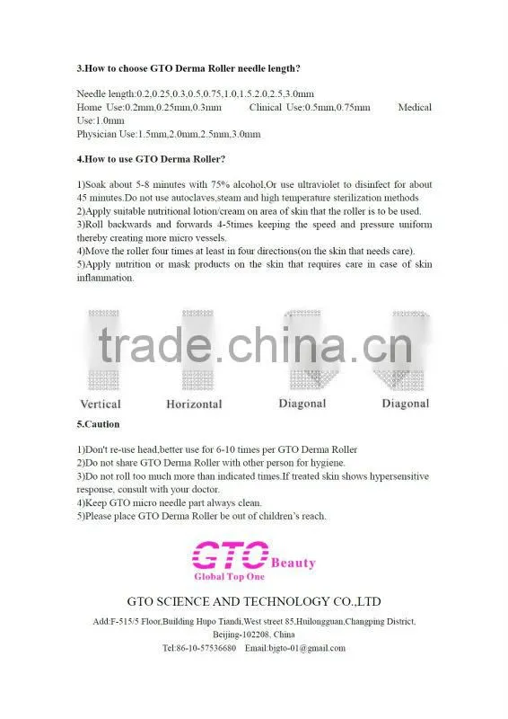 GTO 540needles dermaroller for wrinkle,scar,acne,pigmentation removal