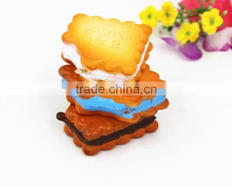 PU Cream One Bite Biscuits Miniature Fake Food For Dolls and Dollhouse Purse Keychains Decor-Yiwu sanqi crafts factory