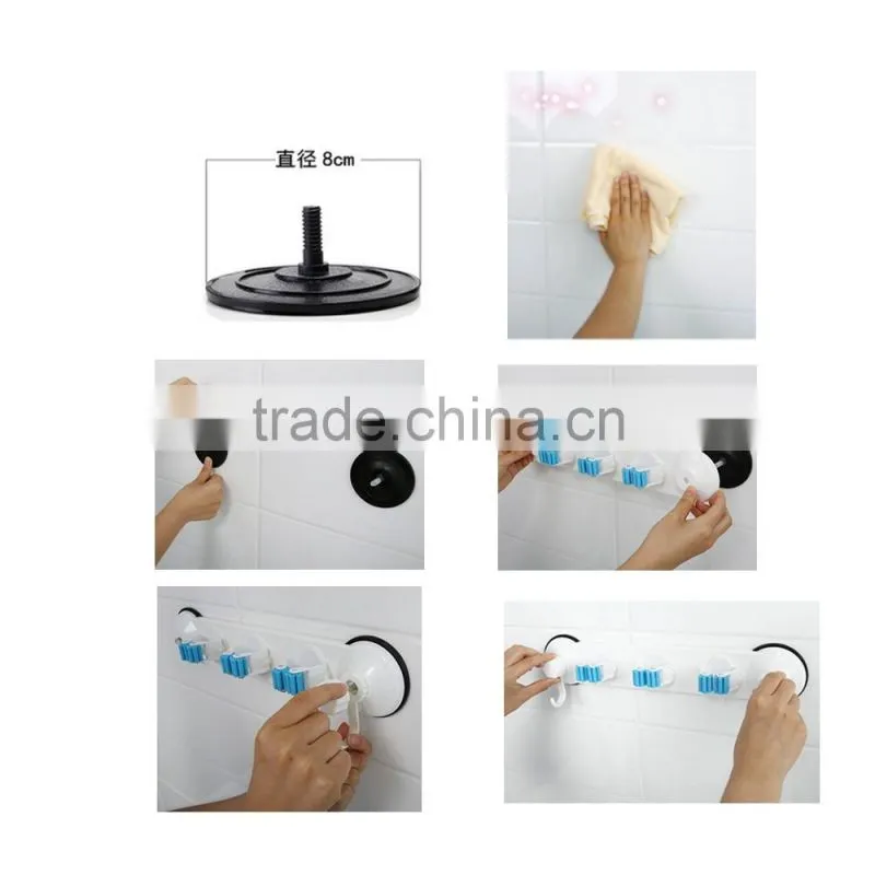 Bathroom Decroation Mop And Broom Plastic Holder With Sucking