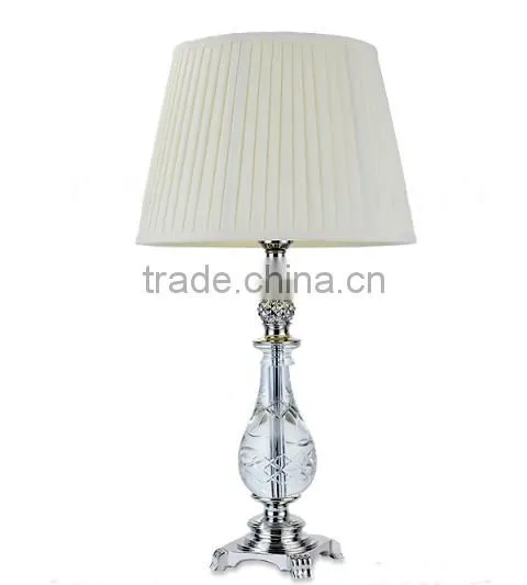 Pineapple design clear K9 crystal table lamp with fabric lampshade