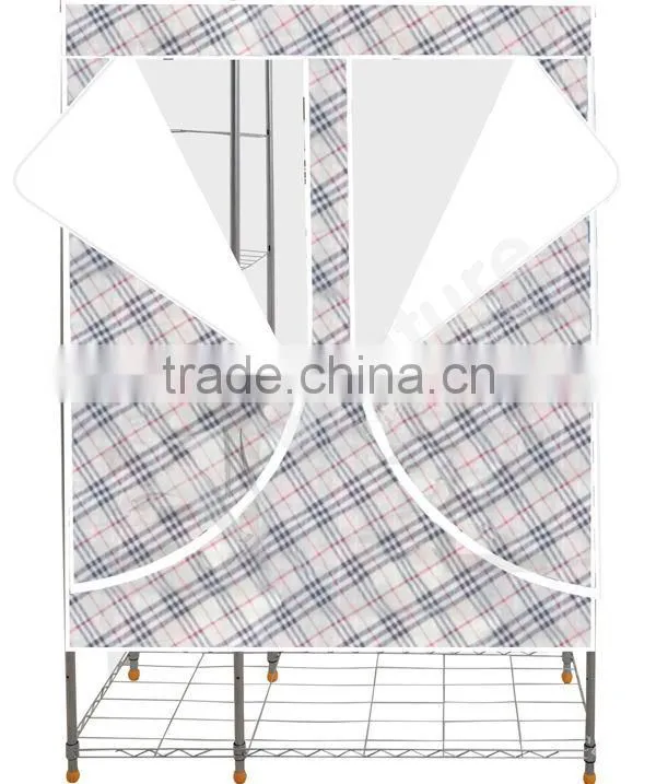 portable non-woven fabric metal wardrobe