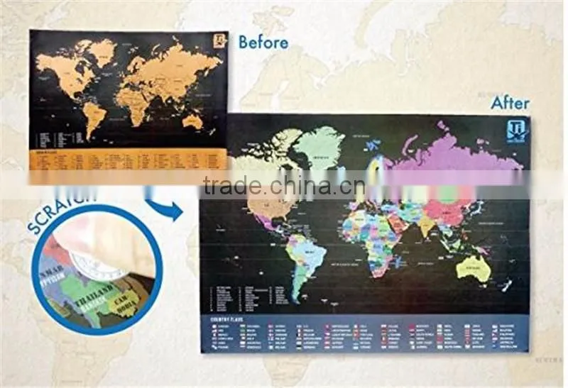Travel Inspired Scratch Wanderlust Poster Map with 229 Travel Stickers