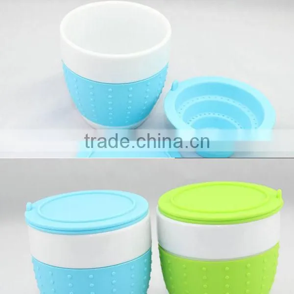 Eco-friendly Novelty Silicone Tea Cup With Strainer With Lid / Mini Tea infuser Tea Ball Tea strainer
