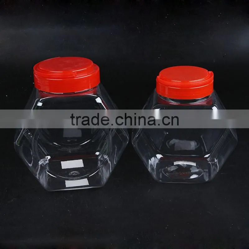 plastic jar storage clear custom plastic food grade candy container/jar with cap
