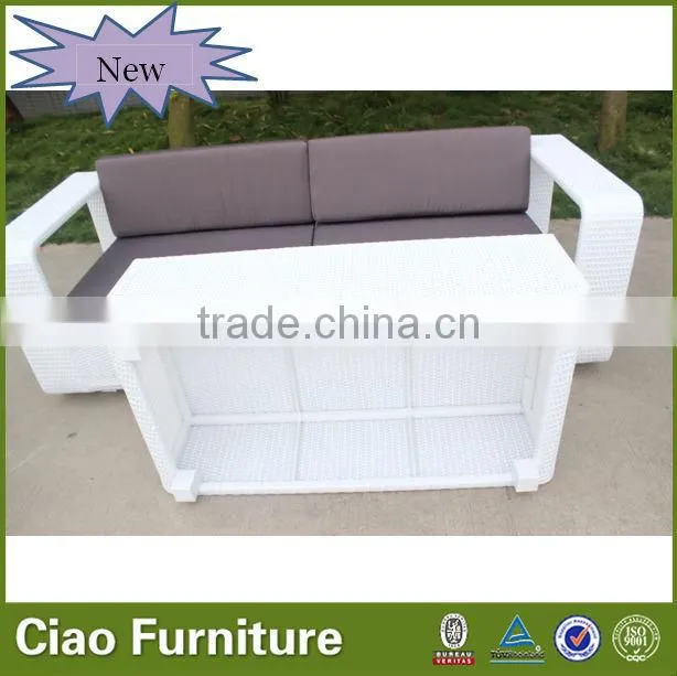 A- Rattan furniture patio white sofa set
