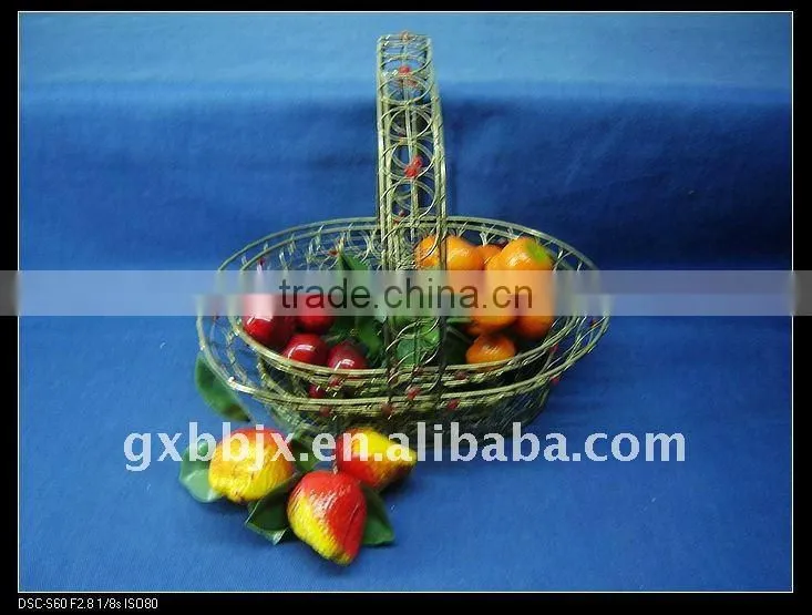 Rust egg shaped wire decorative with red pearl storage decorative baskets for wedding