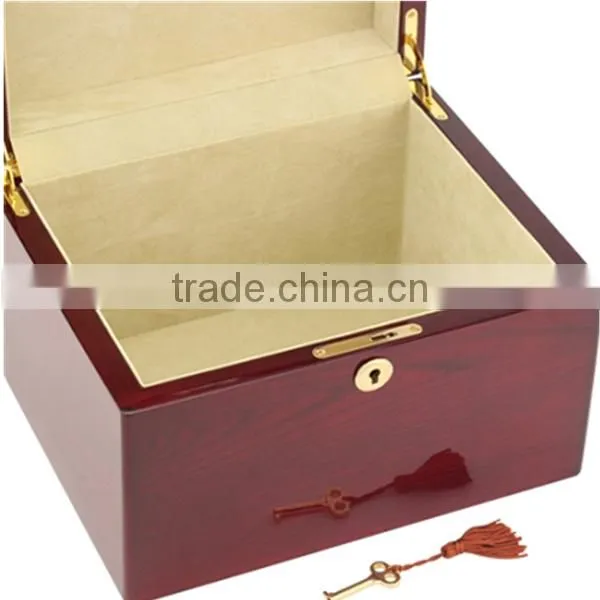 Practical natural oak wooden urn for ashes with locker