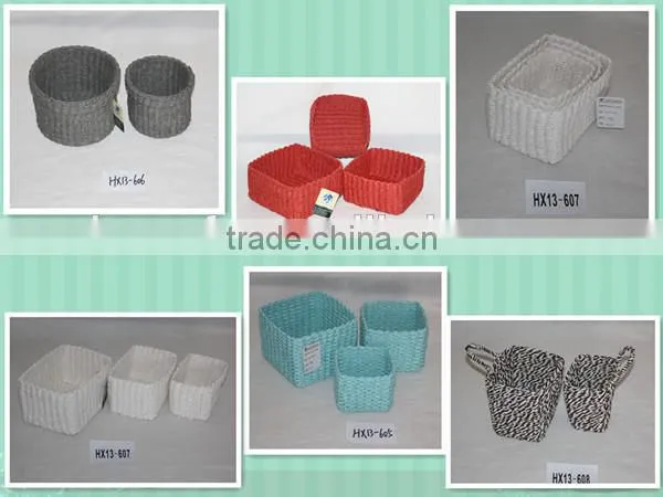 2014 New hollow out Design Paper String Woven Colorful Storage Basket