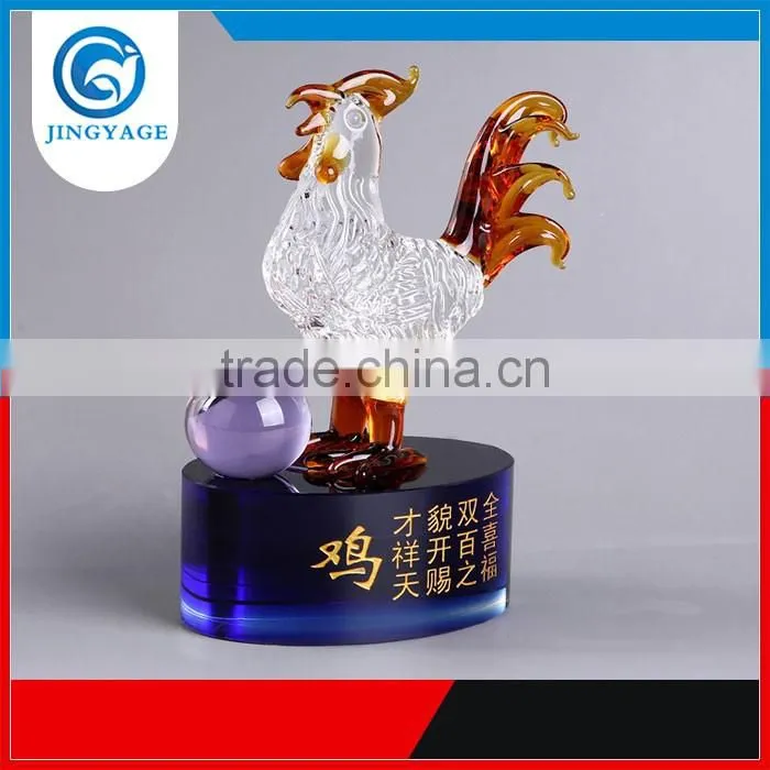 Jingyage personalized Chinese zodiac crystal Rooster deep thinkers 3d model souvenir gifts