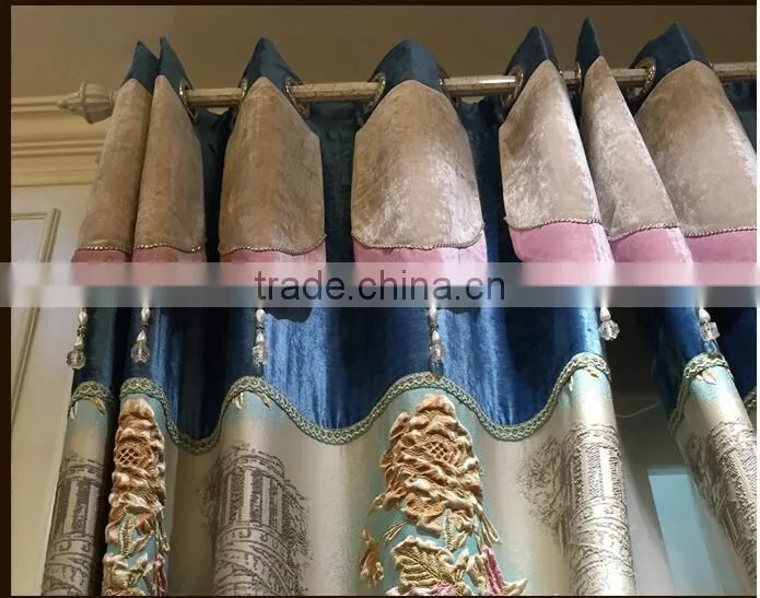 M-8637 Luxury European style living room bedroom beige curtains shade American luxury jacquard curtains