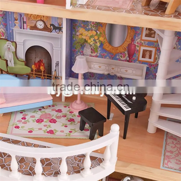 New arrival luxurious and colorful wooden large dollhouse for kids W06A221