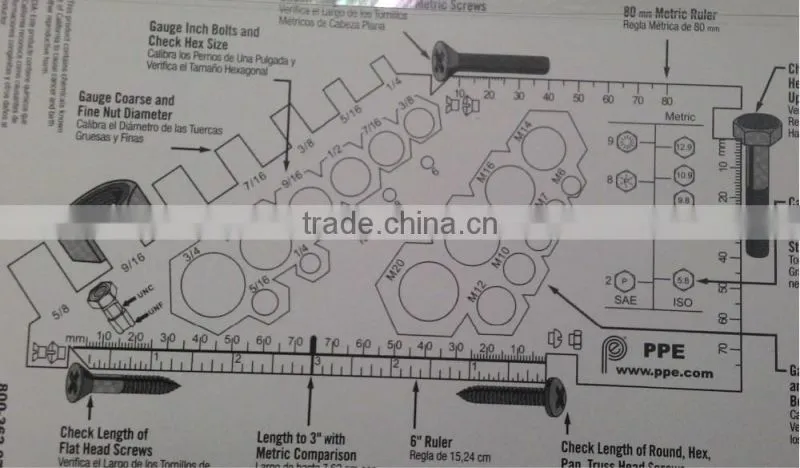 Nut and Bolt Gauge with Patent for Measuring Tool