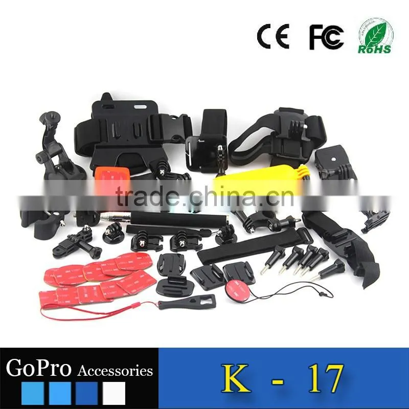 2016 hot selling 48 in 1 kit used for gopros heros 4 accessories bundle of camera cases