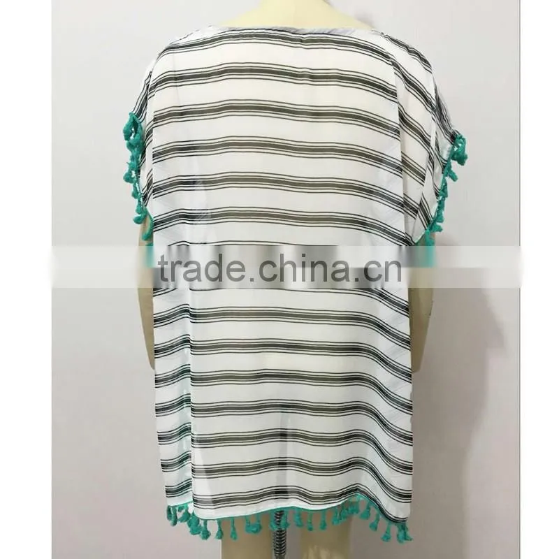 Summer Chiffon Beach Cover Ups Striped Beachwear Dress Tunics Bathing Suit Swimsuit Cover Up Swimwear Robe