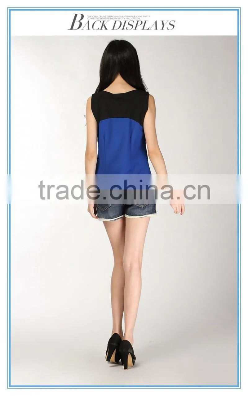 Summer new style sleeveless contrast color tank top for women