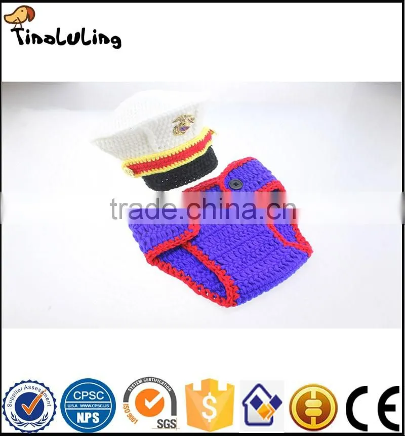 NPT41 Tinaluling hot selling lifelike Navy theme design knitting suit baby photography props
