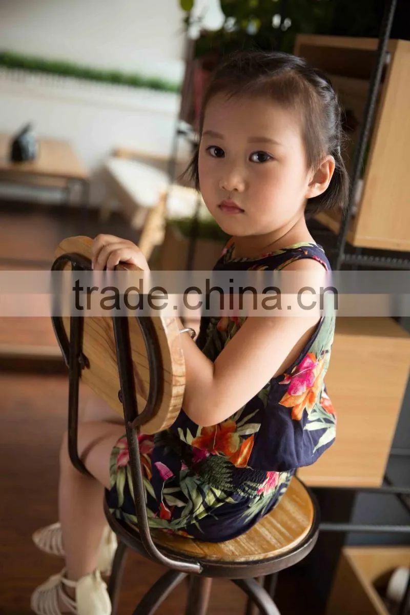 fashion off shouder 100% viscose set summer sleeveless cloth set girl shirt and printed flower soft handfeel cloth