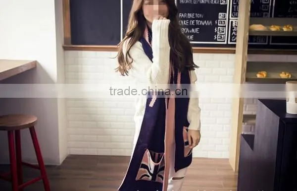 Autumn and winter latest design British flag design knit with pocket couple knit scarf
