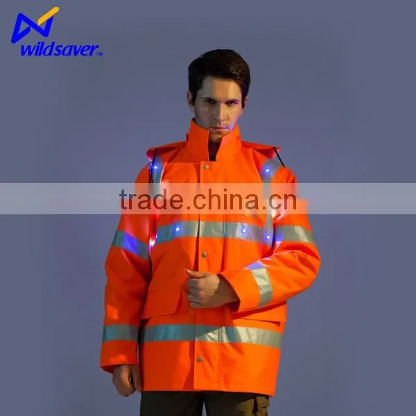 reflective safety winter industrial working cotton jackets with leds