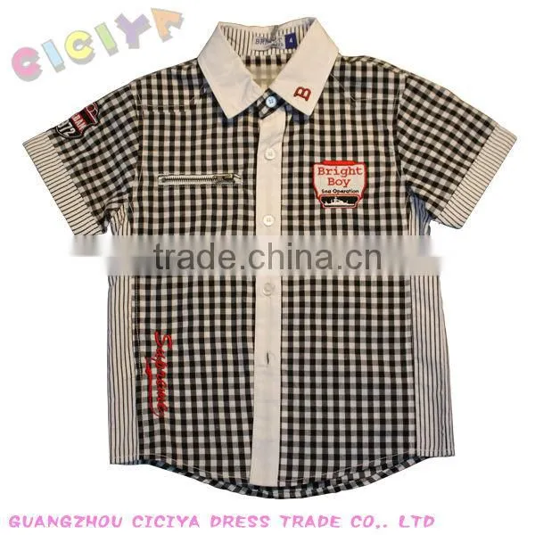 Custom child boys shirt summer check designs small boys stylish shirt