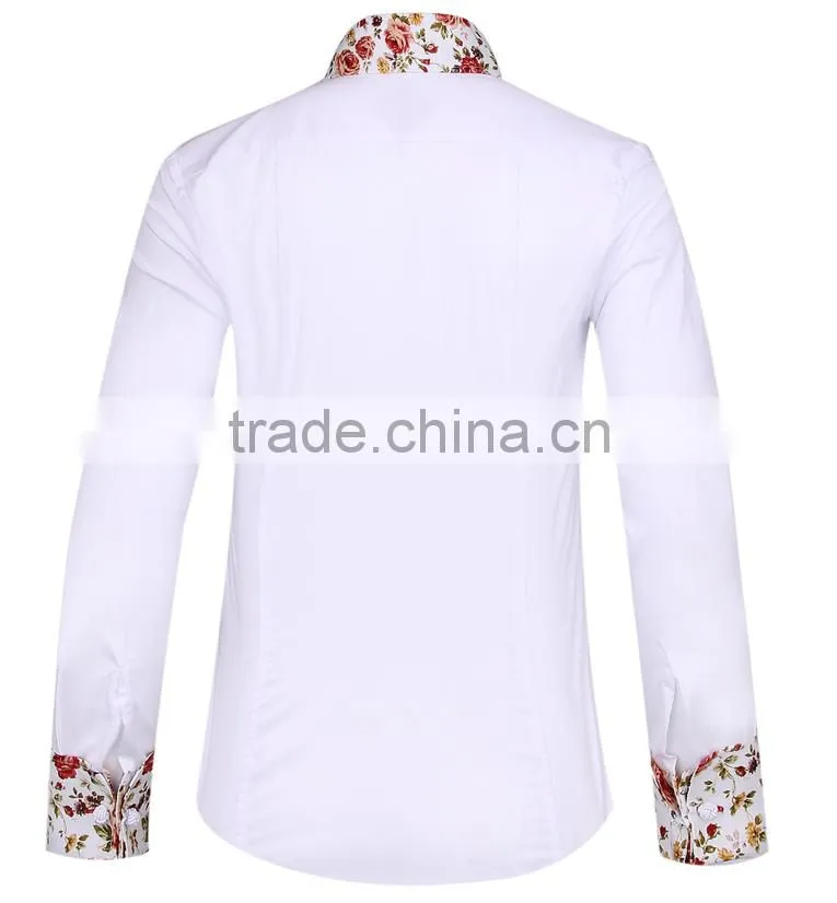 2017 new trend men's shirt with contrast collar and cuff