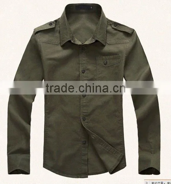New Elegant Khaki 100%Cotton Men fancy casual Shoulder strap shirt with square collar